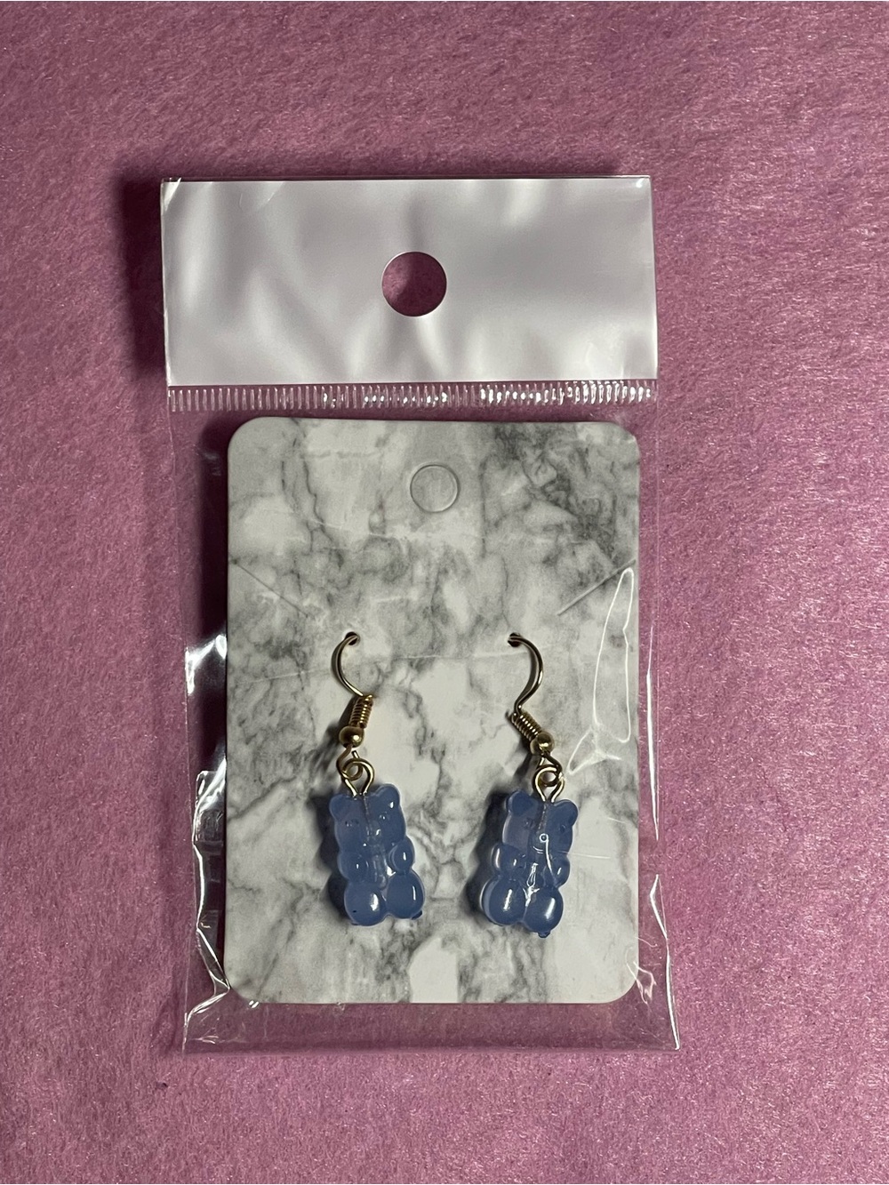 Handmade Blue Gummy Bear Drop Earrings - Women Jewelry